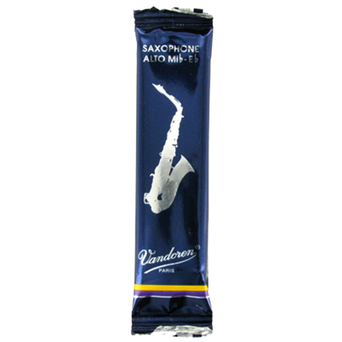 Single Vandoren Traditional alto saxophone reed sealed in original packaging