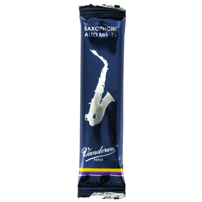 Single Vandoren Traditional alto saxophone reed sealed in original packaging