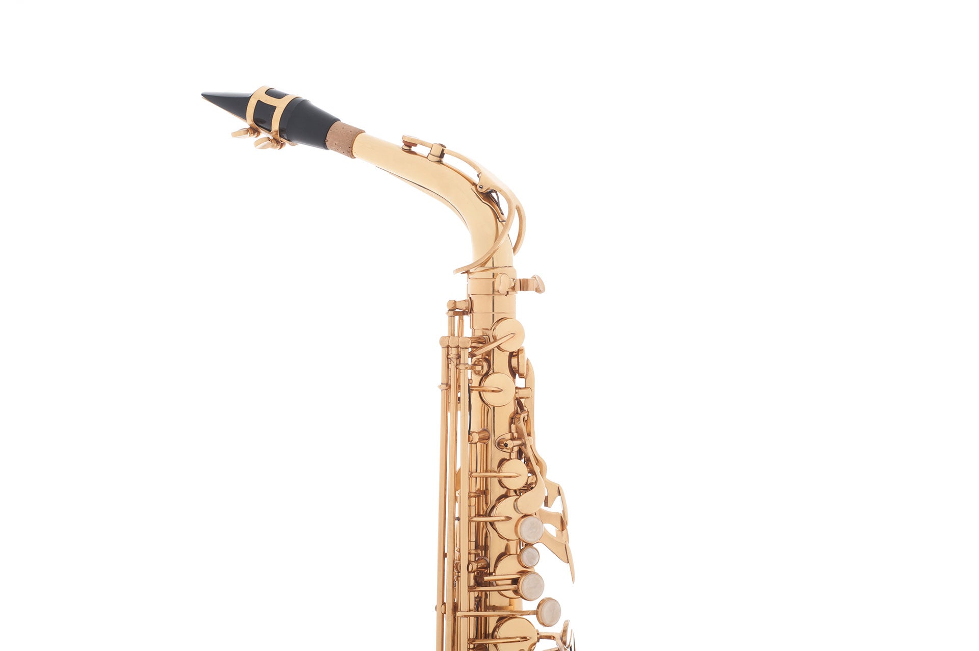 Royal Winds by Borgani RAS55 alto saxophone neck and key detail