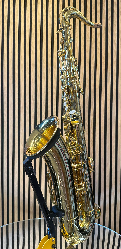 Royal Winds by Borgani RTS55 tenor saxophone in gold lacquer – full side view showing keywork, bell and neck
