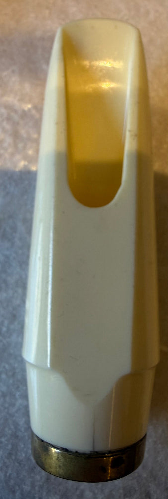 Brilhart alto sax mouthpiece side view ivory colored plastic