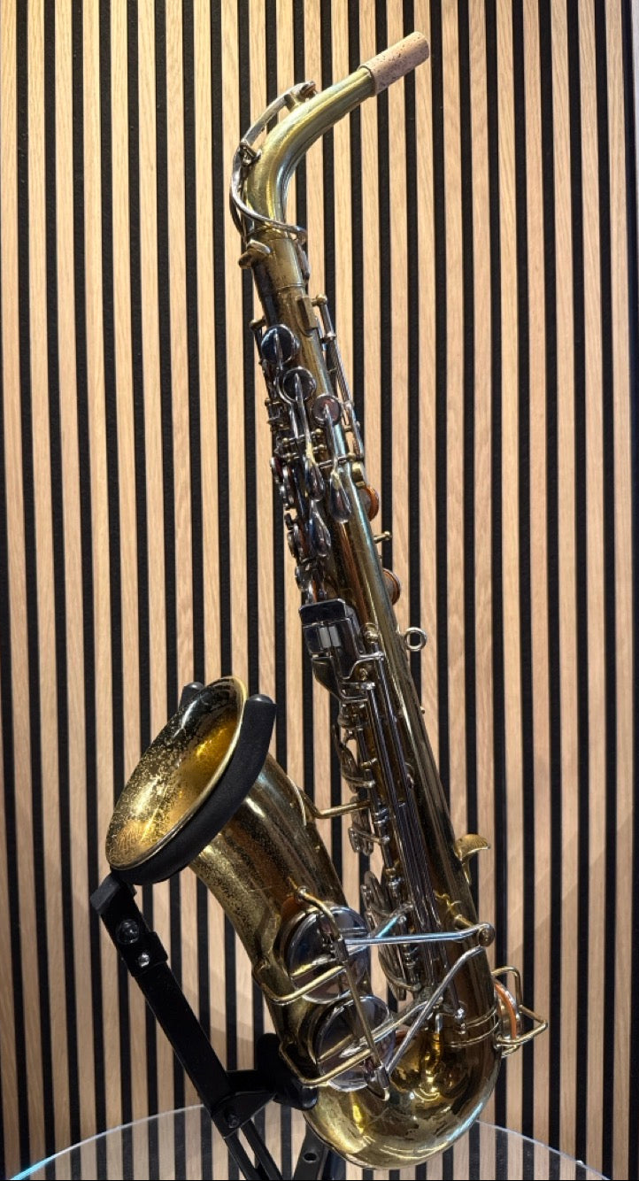 Vintage Martin Imperial alto saxophone with aged gold lacquer front view
