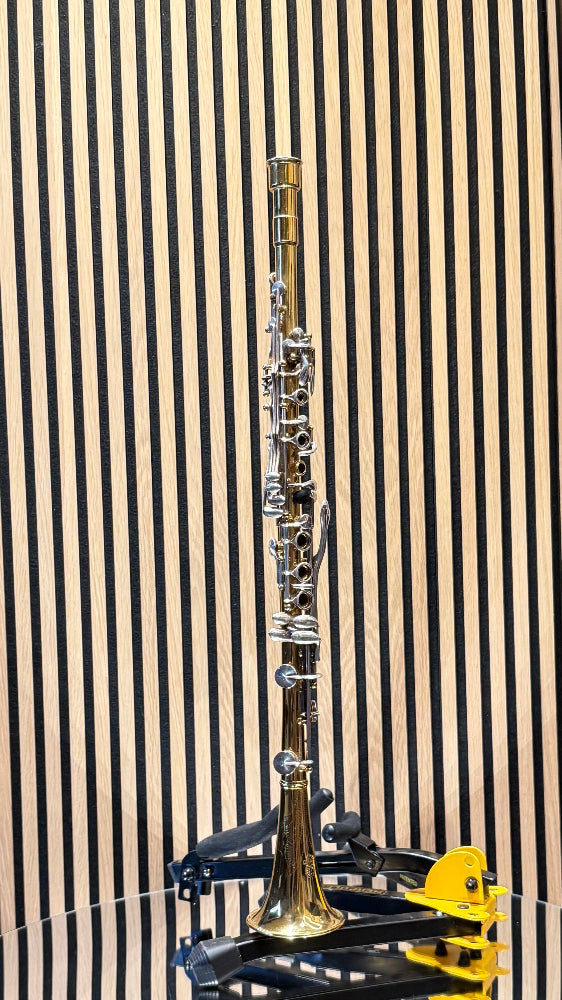 Left side view of Orsi professional steel Bb clarinet