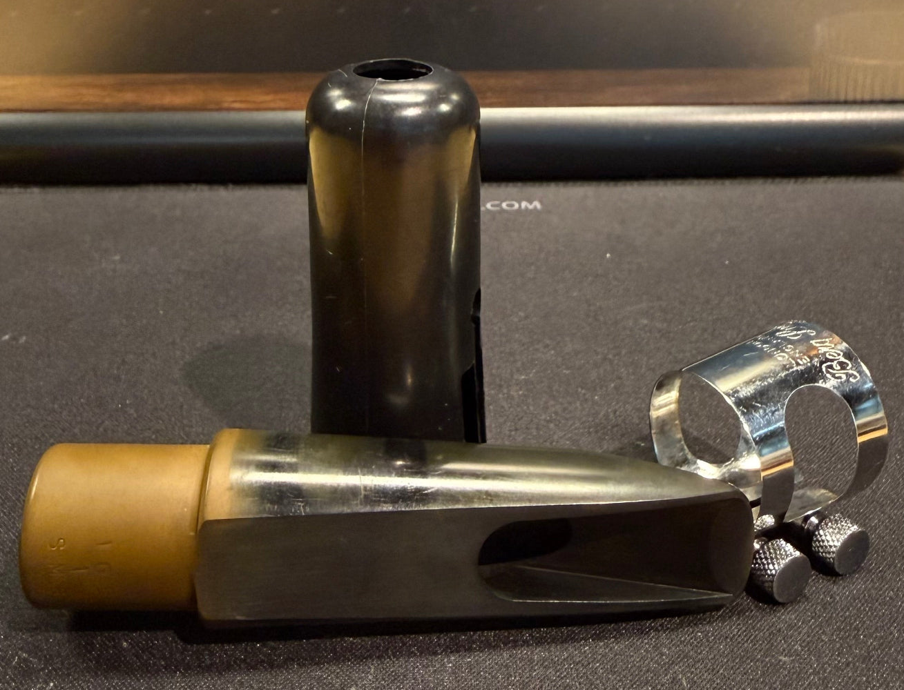 Side view of the used Berg Larsen 105/1 SMS tenor saxophone mouthpiece
