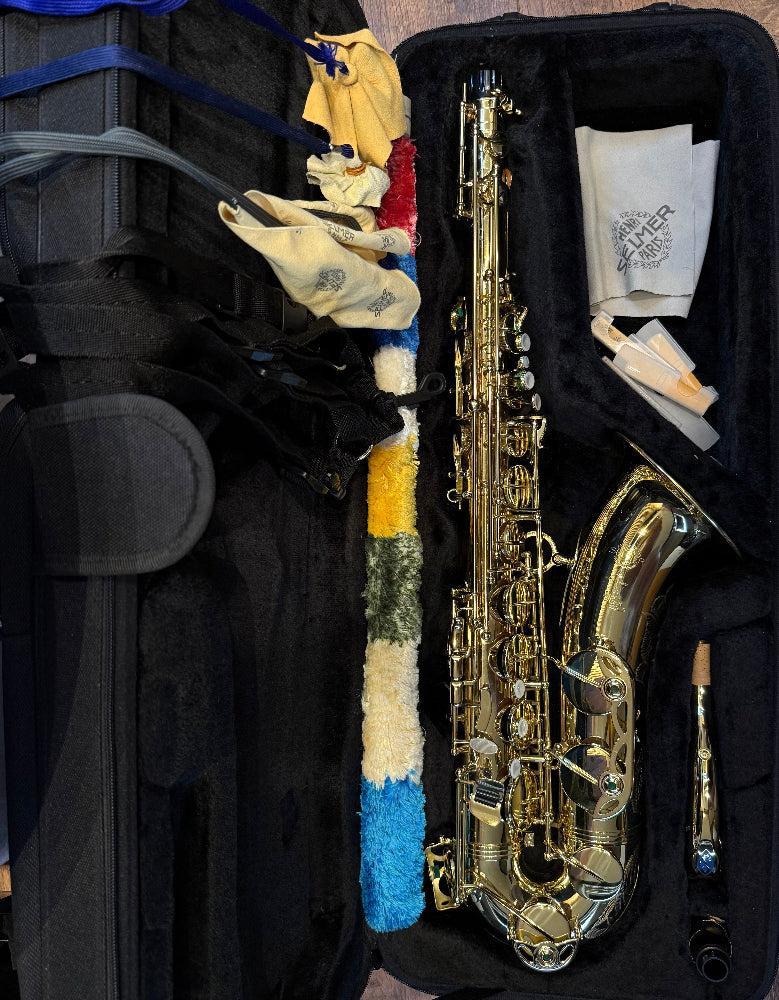 Selmer Super Action 80 Series II tenor saxophone – complete set in fitted case with cleaning swabs, cloths and accessories
