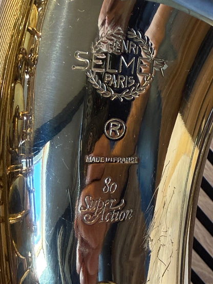 Selmer Super Action 80 Series I bell engraving detail

