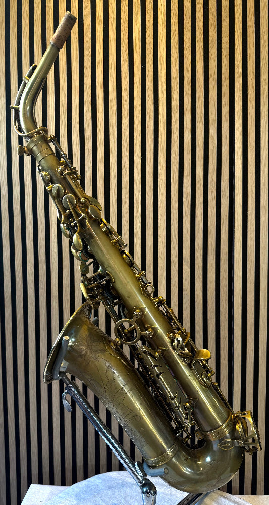 System 54 alto saxophone body and keywork detail vintage finish