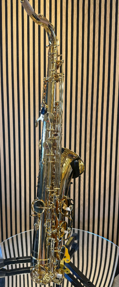 Trevor James The Horn tenor saxophone in gold lacquer – full rear-side view showing body, keywork and bell