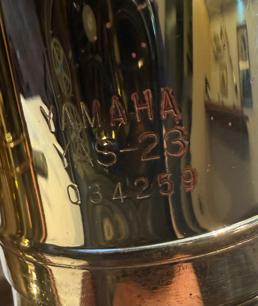 Yamaha YAS-23 serial number engraving close-up