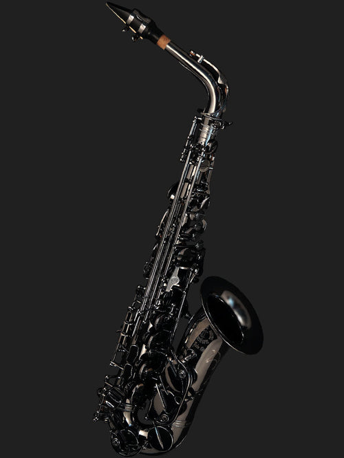 Cannonball A4-B Big Bell Stone Series alto saxophone in polished black nickel finish