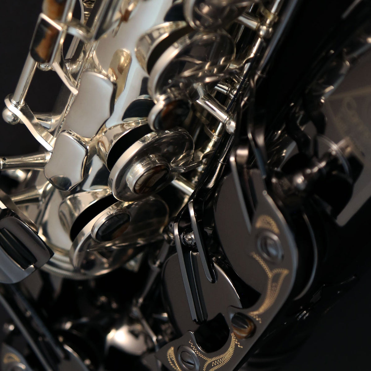 Cannonball GA5-SB alto saxophone – silver-plated body and black nickel keywork detail