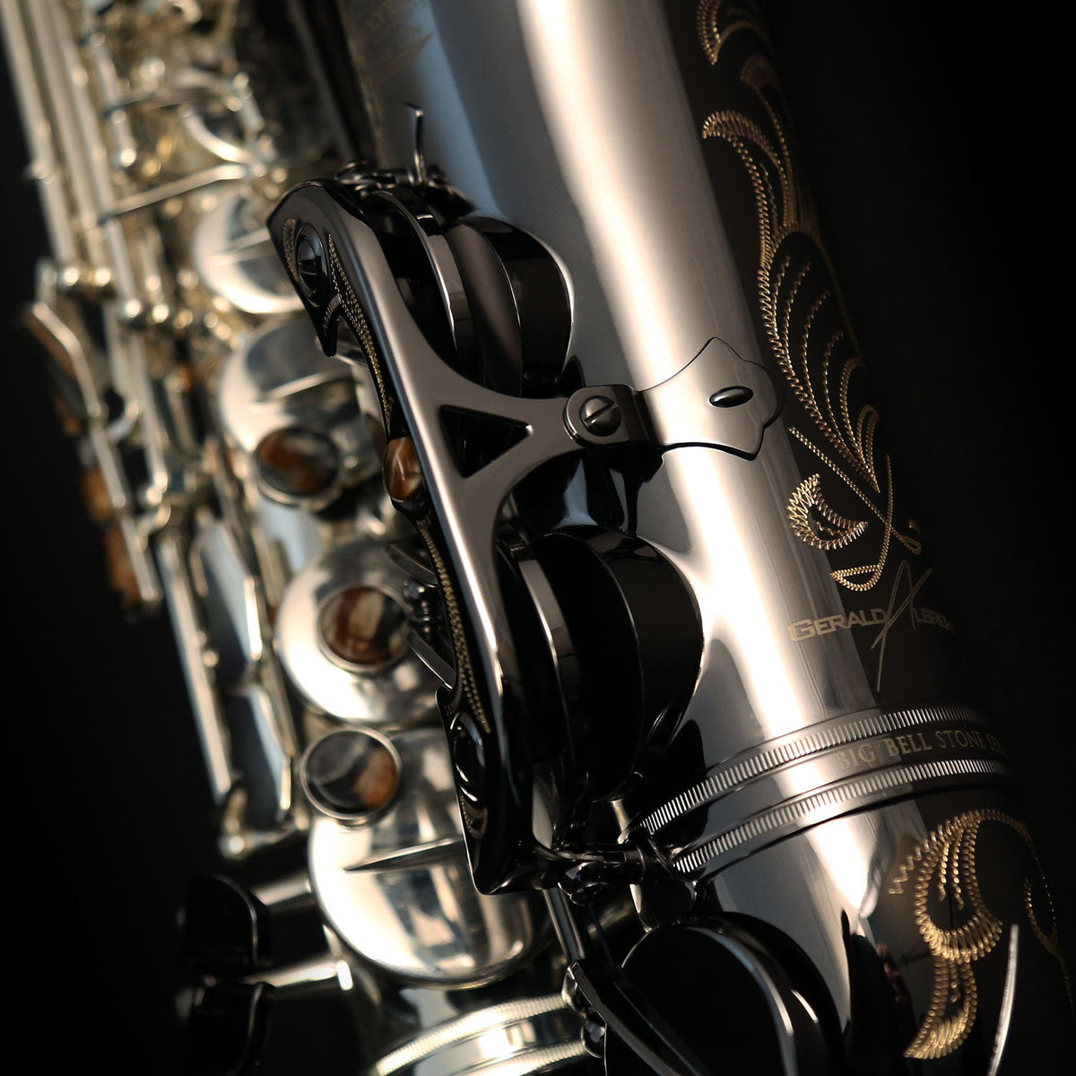 Cannonball GA5-SB alto saxophone – lower body and bell key mechanism detail
