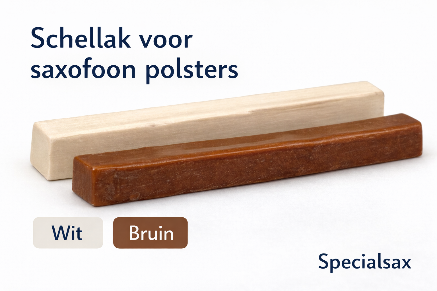 schellak staven voor saxofoon polsters wit en bruin shellac